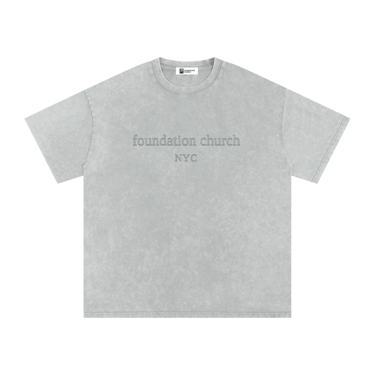 Snow Washed Oversized Tee in Light Gray