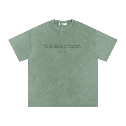 Snow Washed Oversized Tee in Bean Green