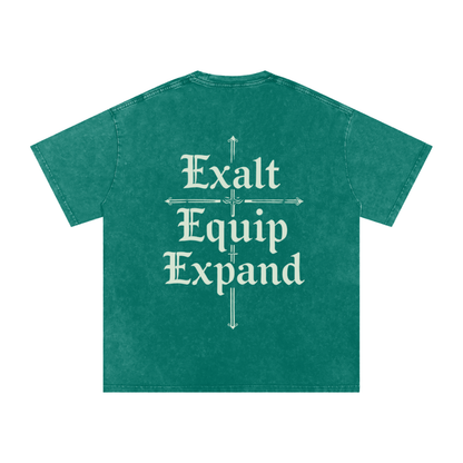 Snow Washed Oversized Tee in Dark Green