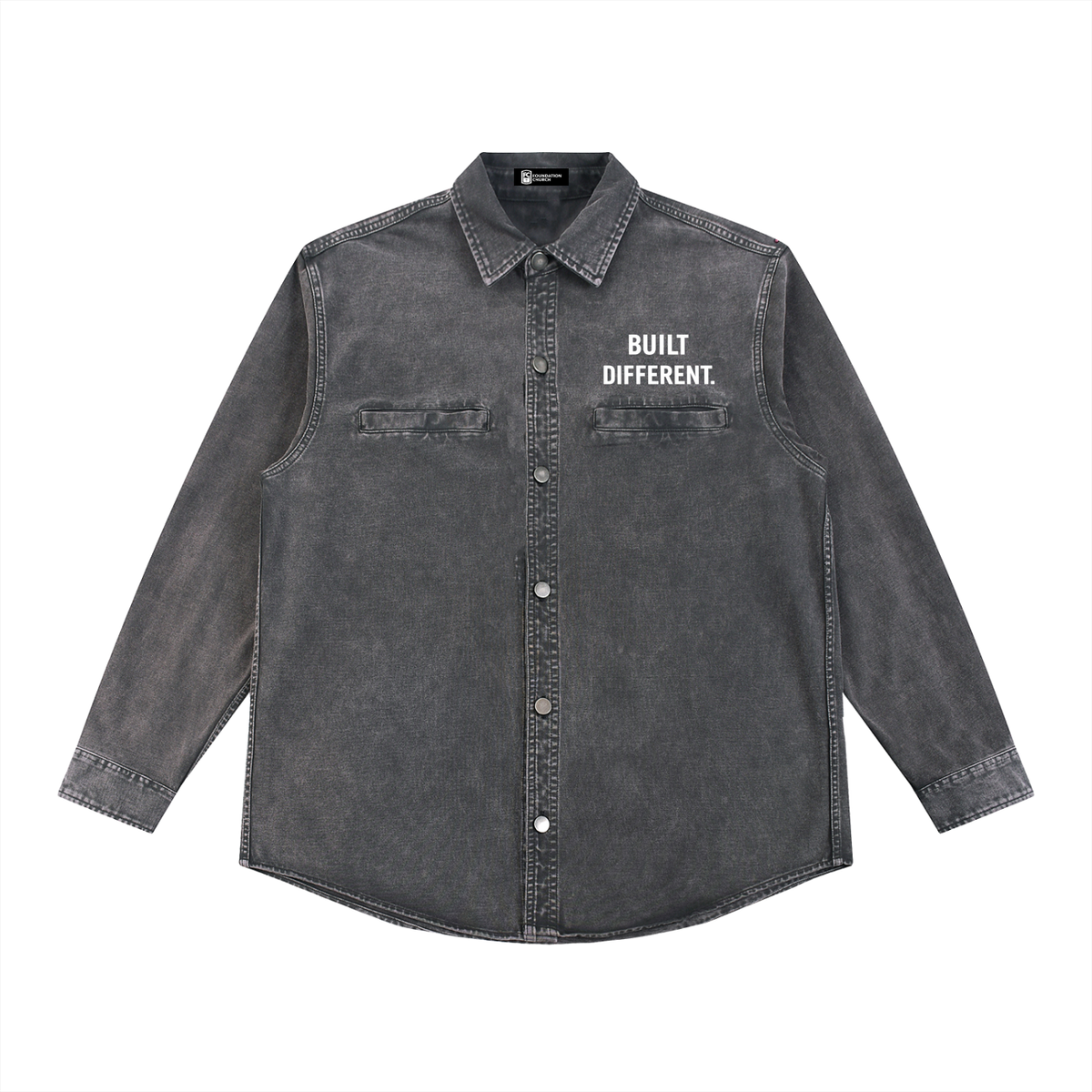 Built Different Gray Button-down