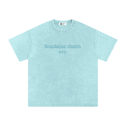 Snow Washed Oversized Tee in Water Blue