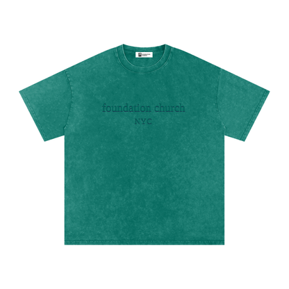 Snow Washed Oversized Tee in Dark Green