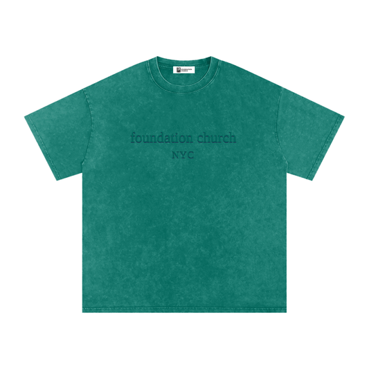 Snow Washed Oversized Tee in Dark Green