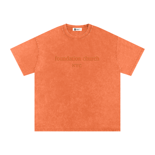 Snow Washed Oversized Tee in Orange