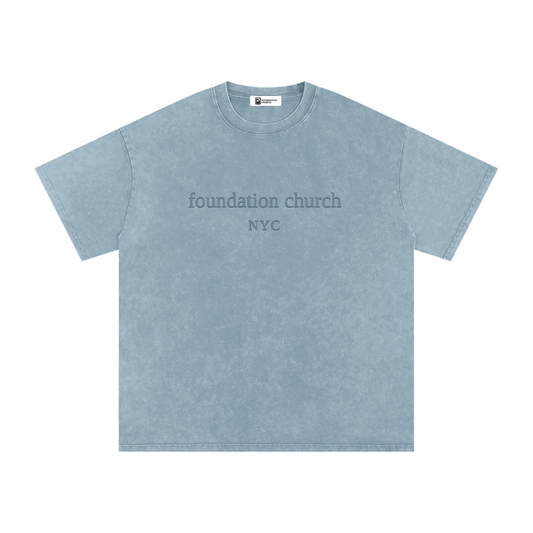 Snow Washed Oversized Tee in Blue Jeans